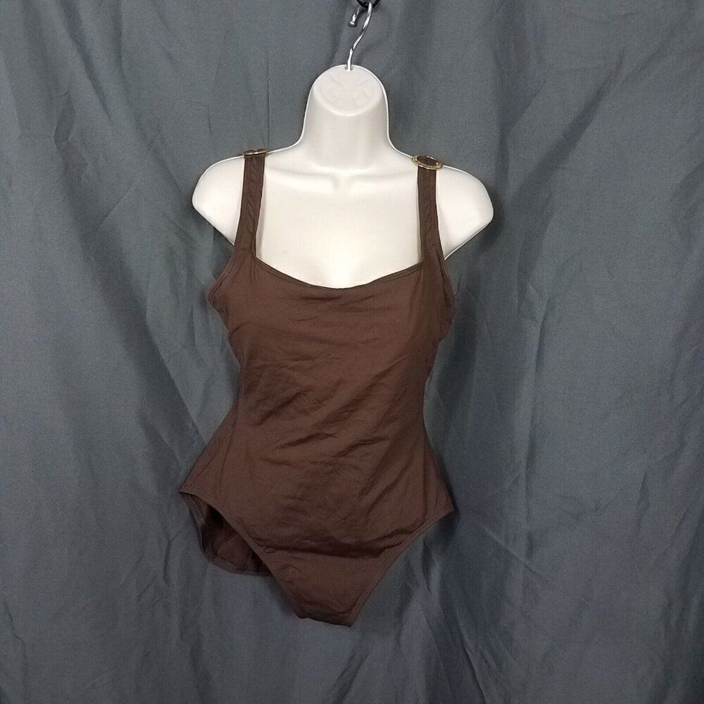 Anne Cole Collection Size 12 One Piece Padded Brown Swimming Bathing Suit 12